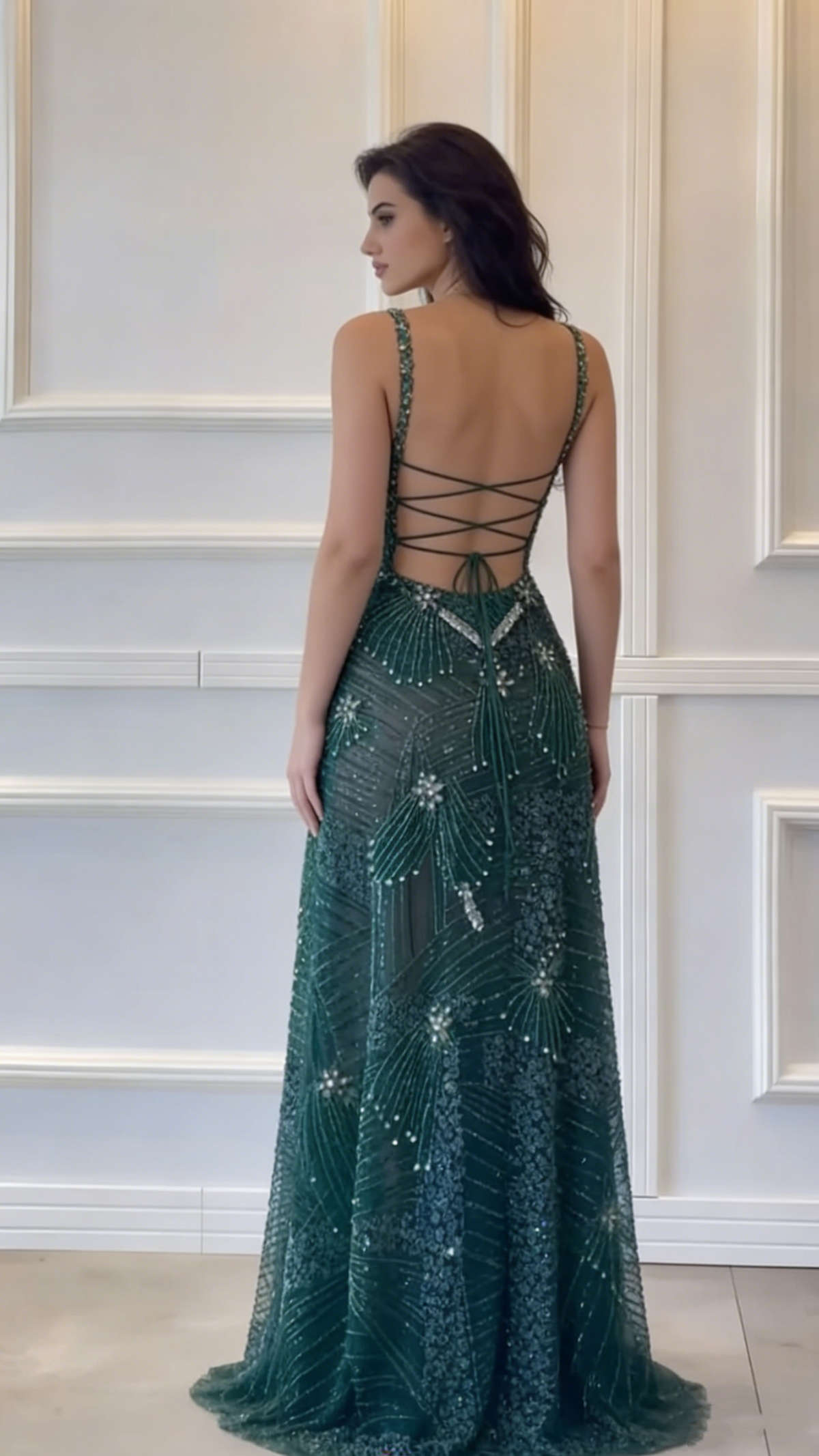 Modest A line Square Neck Dark Green Sequins Slit Long Prom Dresses Senior Graduation Dance Evening Outfits N036