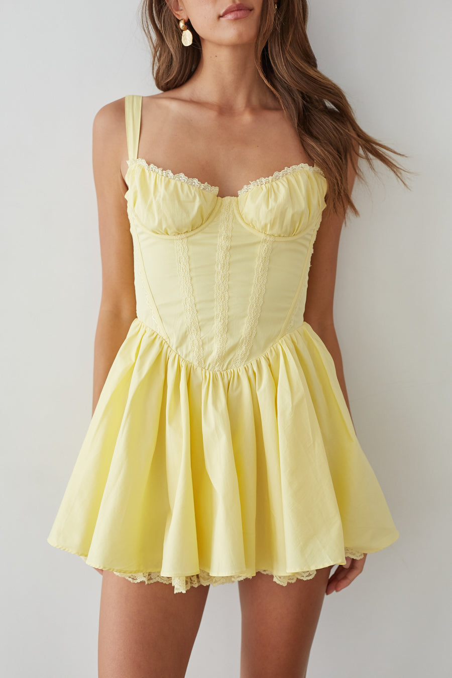 Belle Lace Trim Corset Mini Dress