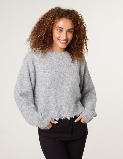Lace Detailed Crew Neck Jumper
