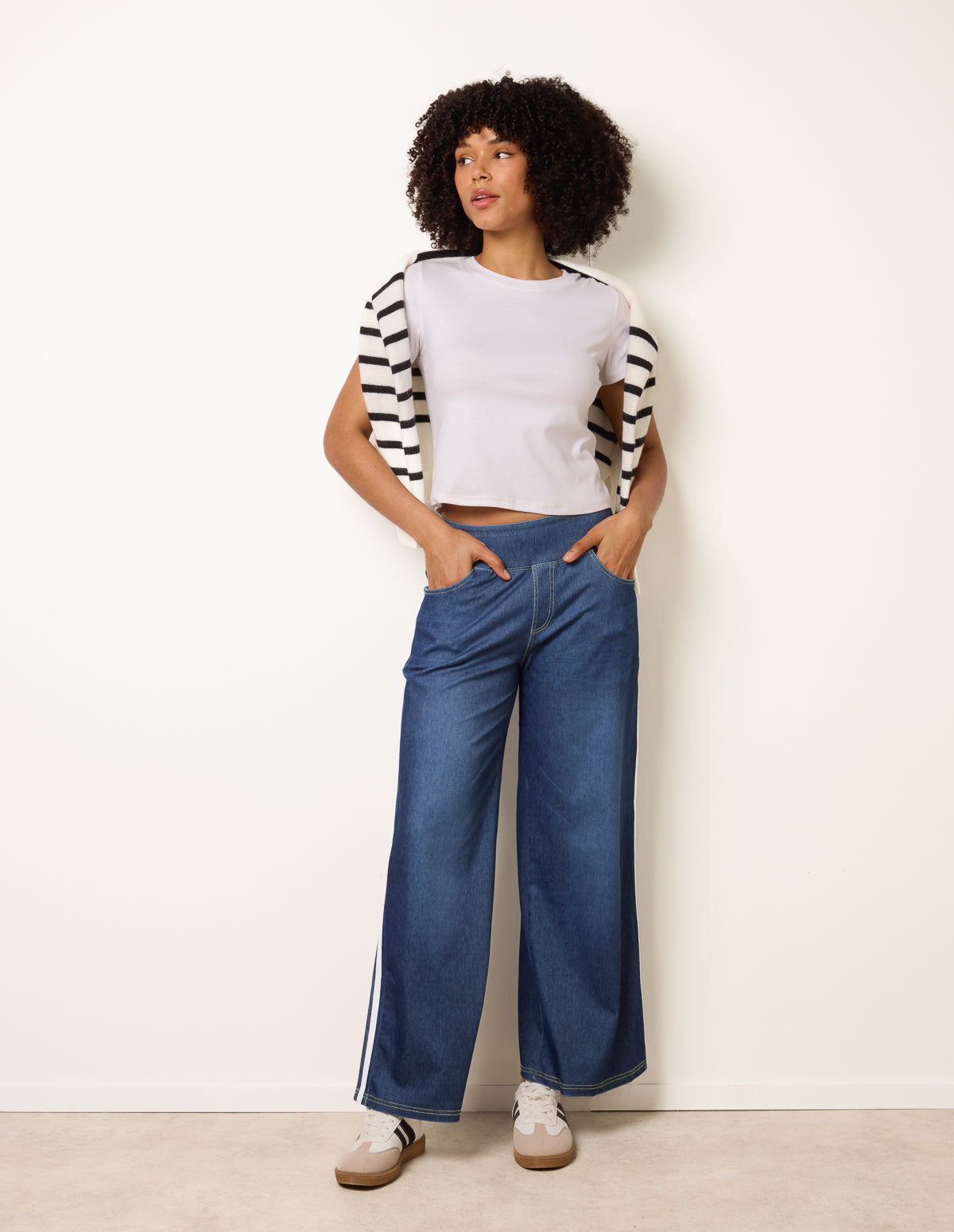 Multi Stretch Side Stripe Deep Waistband Trousers