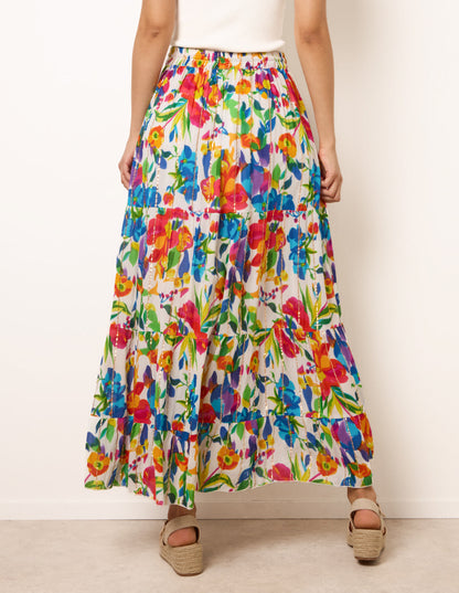 Tiered Bright Maxi Skirt