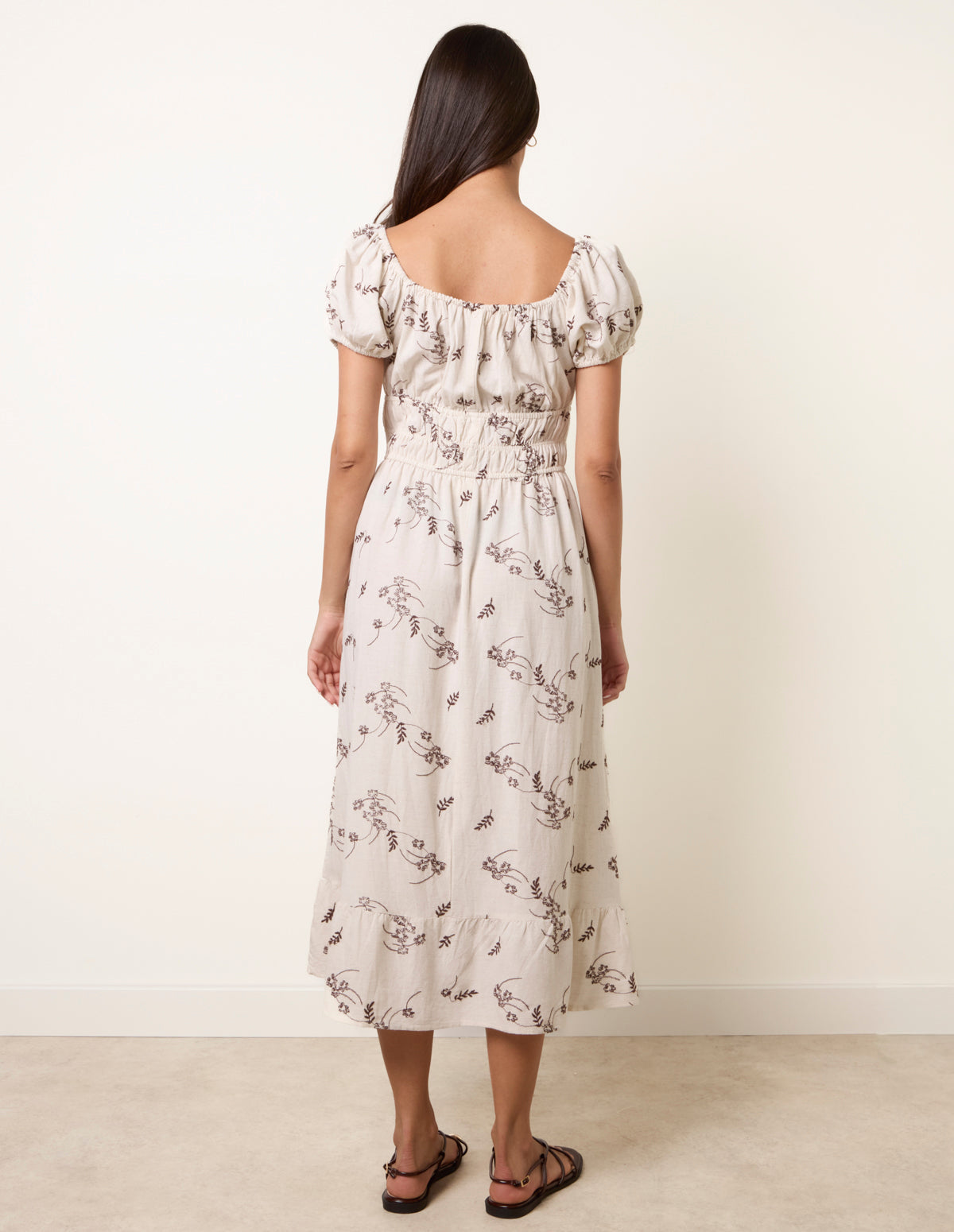 Embroidery Milkmaid Midi Dress