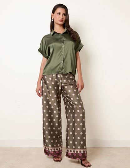 Tie Shirt Polka Dot Trouser Set