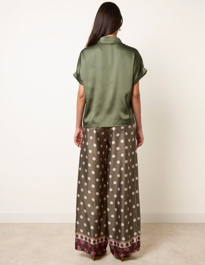 Tie Shirt Polka Dot Trouser Set