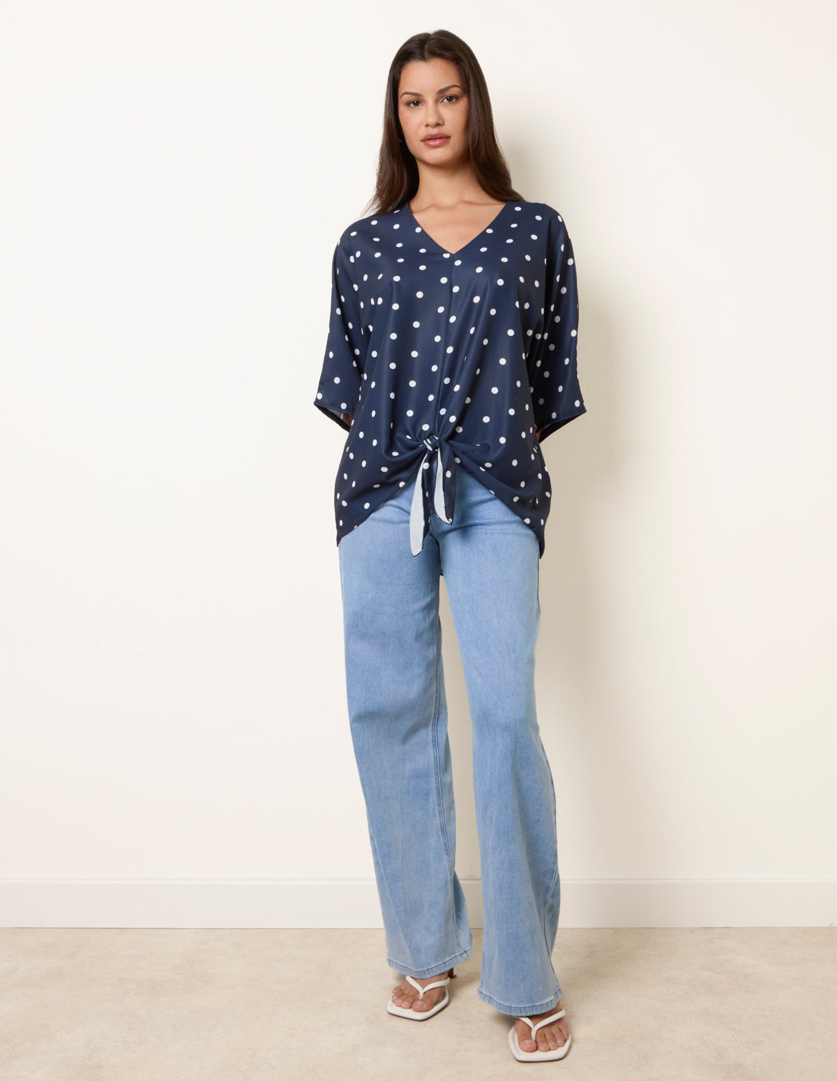 Polka Dot Knot Front Top