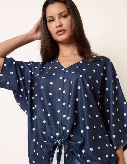 Polka Dot Knot Front Top