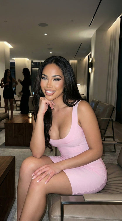 Lunelle Sculpt Bandage Mini Dress - Pink