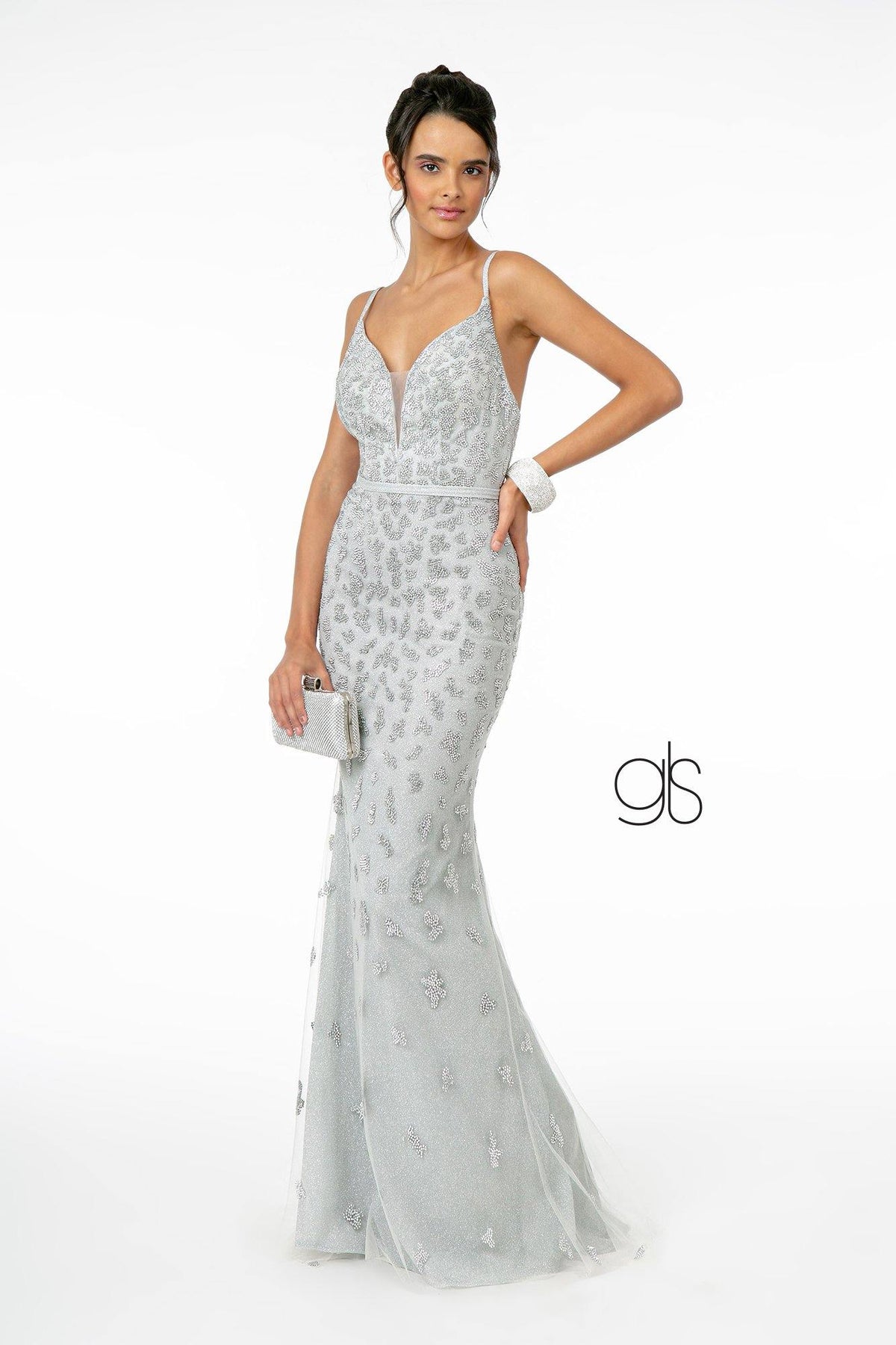 Glitter Mesh Mermaid Long Prom Dress