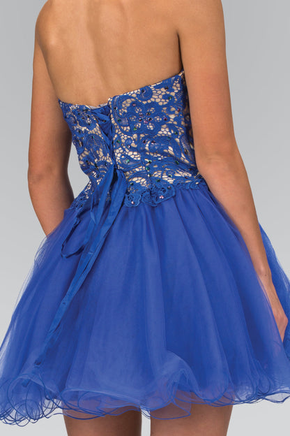 Homecoming Short Cocktail Jewel Mini Dress Royal Blue Elizabeth K GS1110