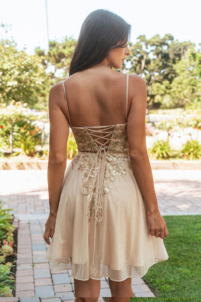 Short Cocktail Glitter Print Homecoming Dress