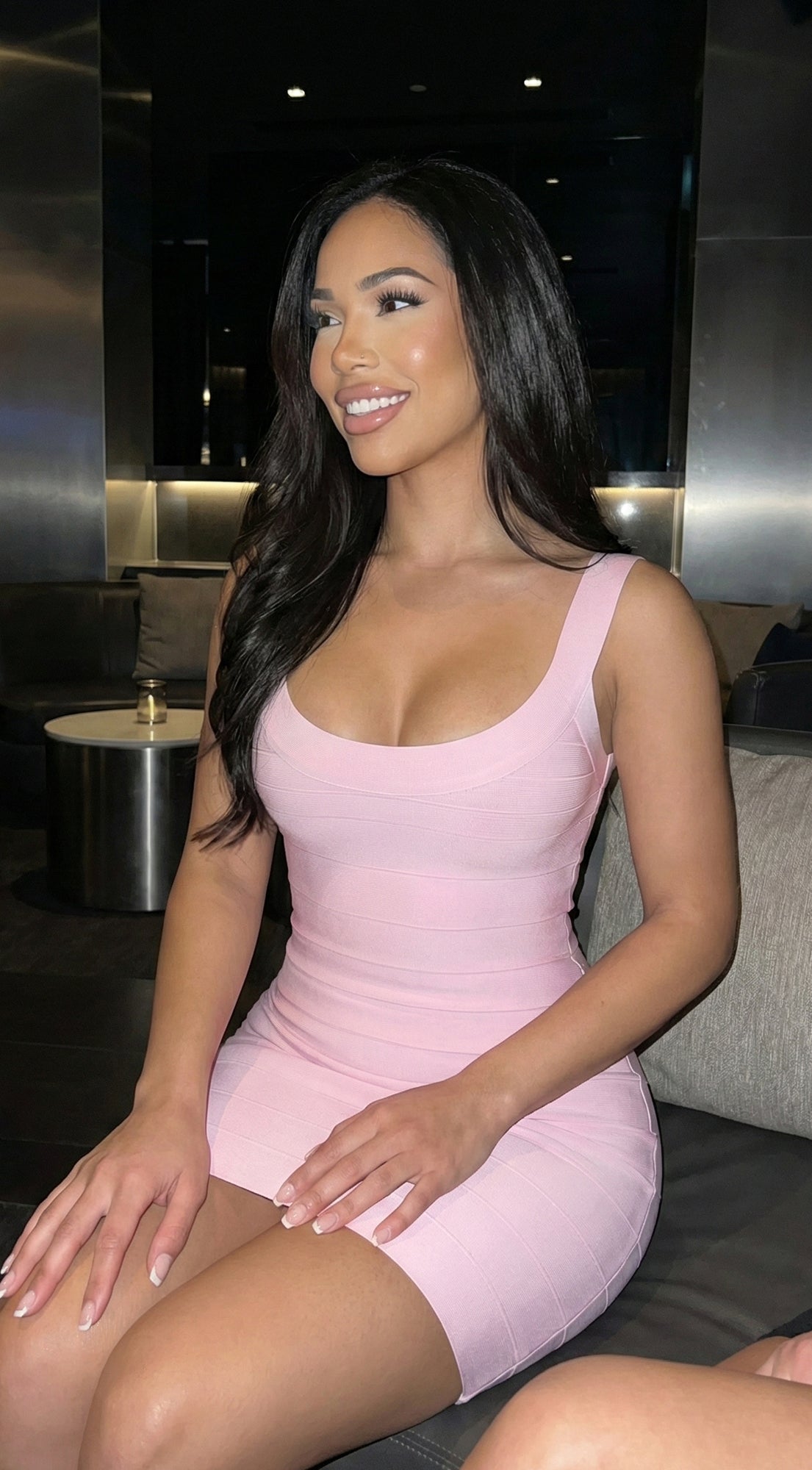 Lunelle Sculpt Bandage Mini Dress - Pink