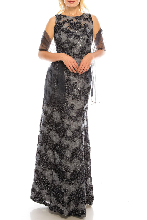 Adrianna Papell IG119103 Ignite Evening Long Formal Floral Evening Dress