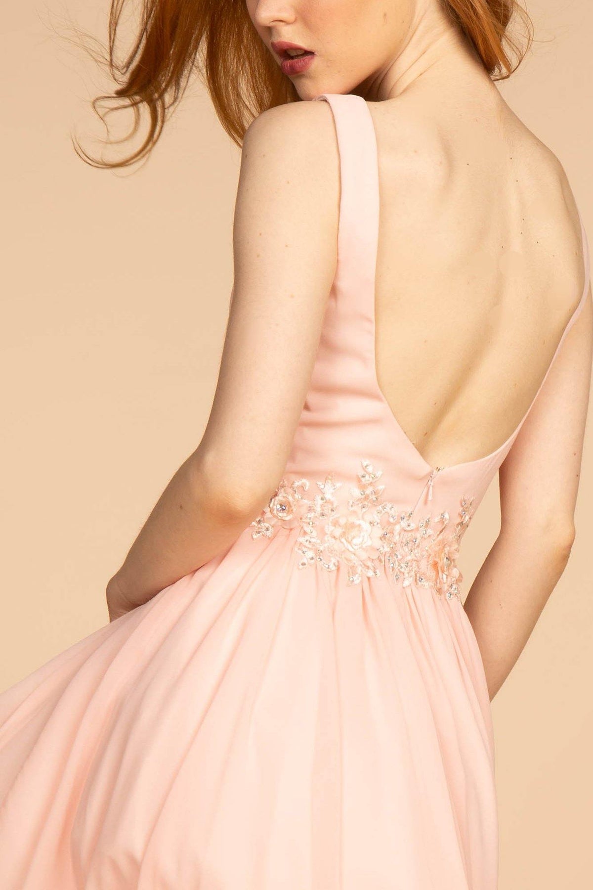 Jewel Embellished Chiffon Short Dress