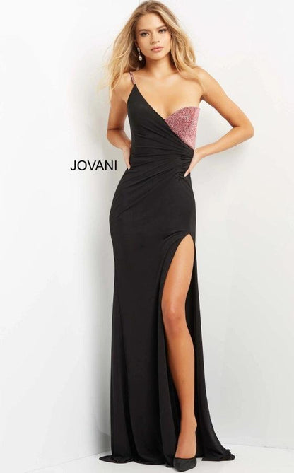 Jovani 09021 One Shoulder Long Formal Prom Gown