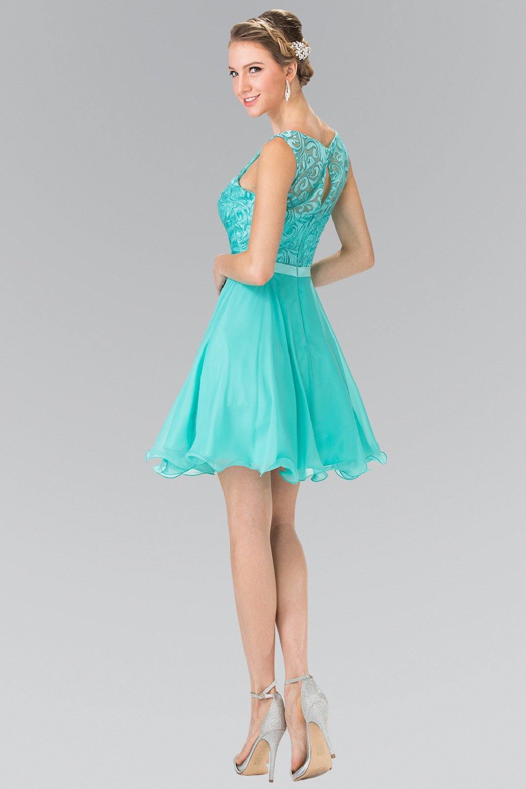 Lace Bodice A Line Short Graduation Dress