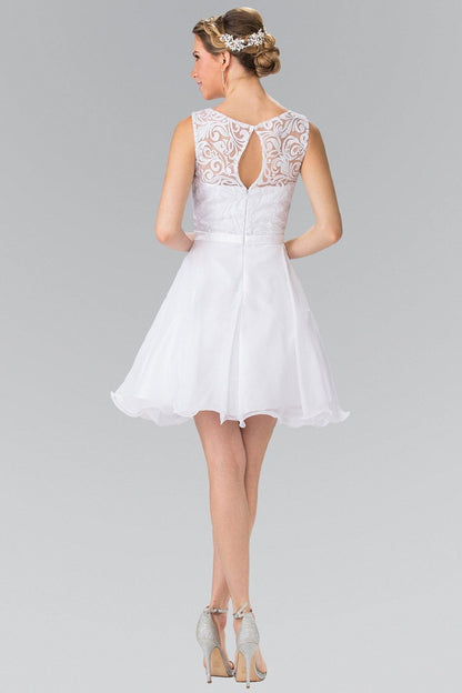 Lace Bodice A Line Short Graduation Dress