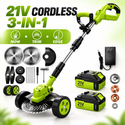 🔥 Summer Sale – 21V Cordless 3-in-1 Lawn Mower | Mower, Trimmer & Edger