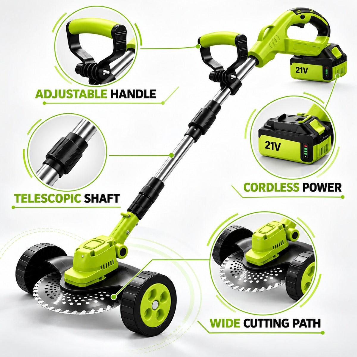 🔥 Summer Sale – 21V Cordless 3-in-1 Lawn Mower | Mower, Trimmer & Edger