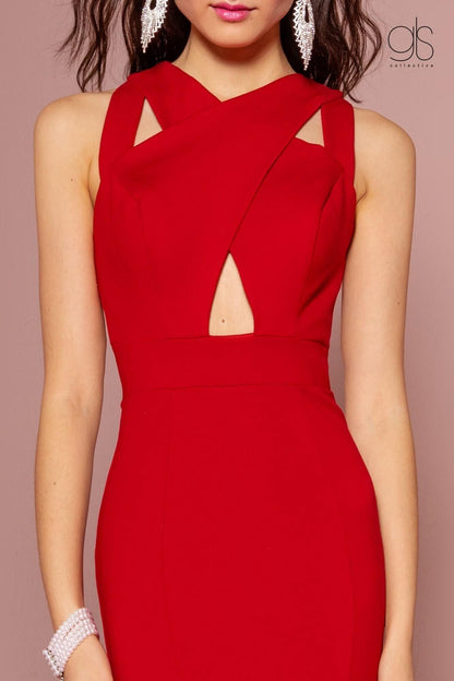 Long Fitted Keyhole Formal Evening Prom Dress