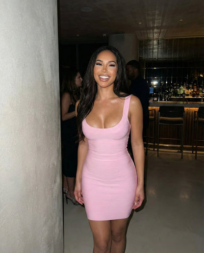 Lunelle Sculpt Bandage Mini Dress - Pink
