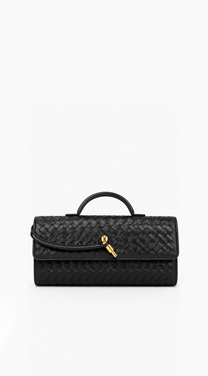 Milano Woven Clutch Handbag - Black
