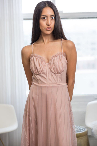 Sadie Mauve Tulle Spring Midi Dress