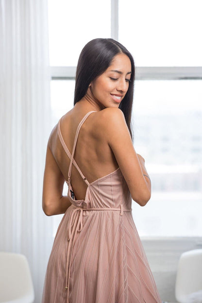 Sadie Mauve Tulle Spring Midi Dress