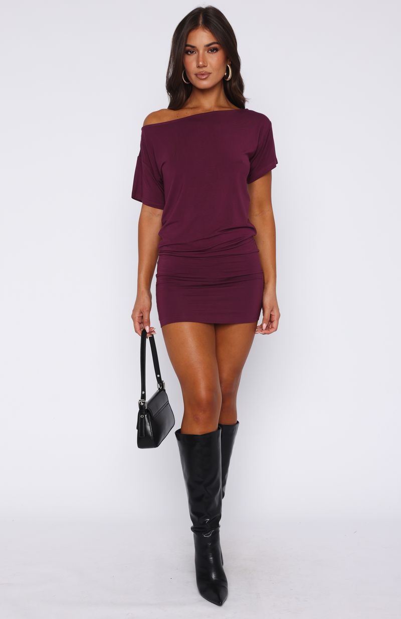 My Own Hero Mini Dress Plum