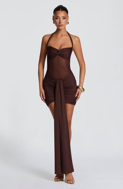 Vixen Mini Dress - Plum Brown