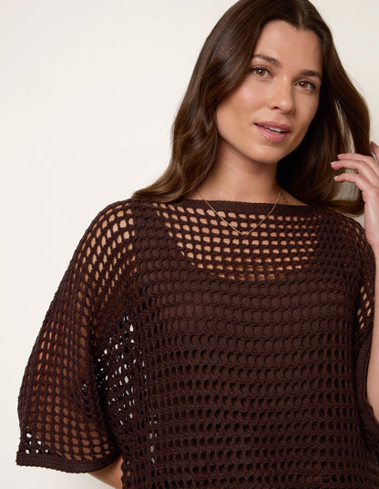 Round Neck Net Top