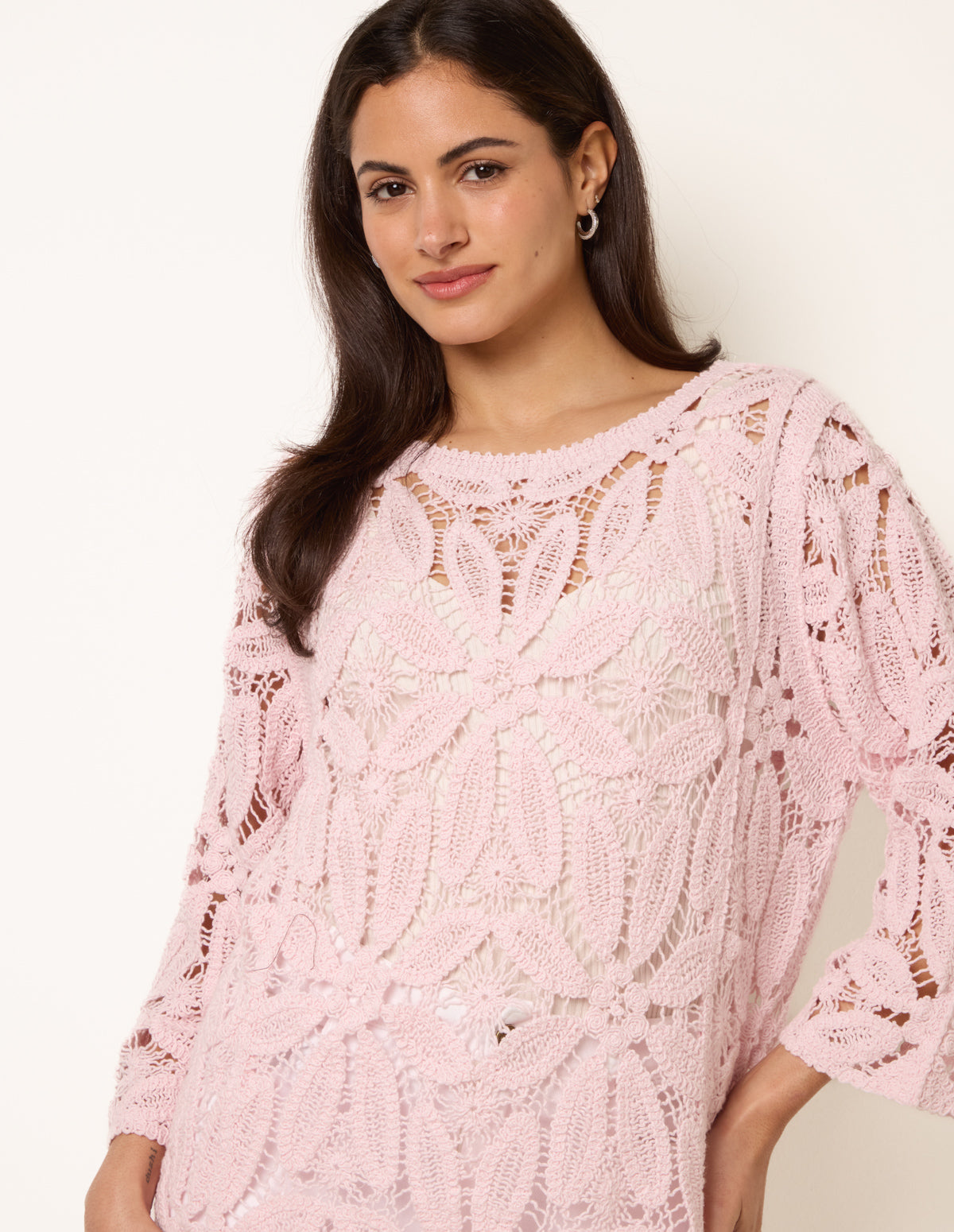 Flower Crochet Long Sleeve Top