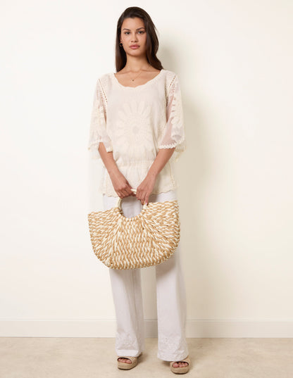 Sun Flower Lace Sleeve Blouse
