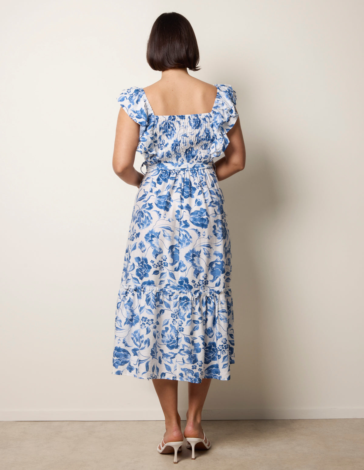 Frill Sleeveless Dress With Floral Print