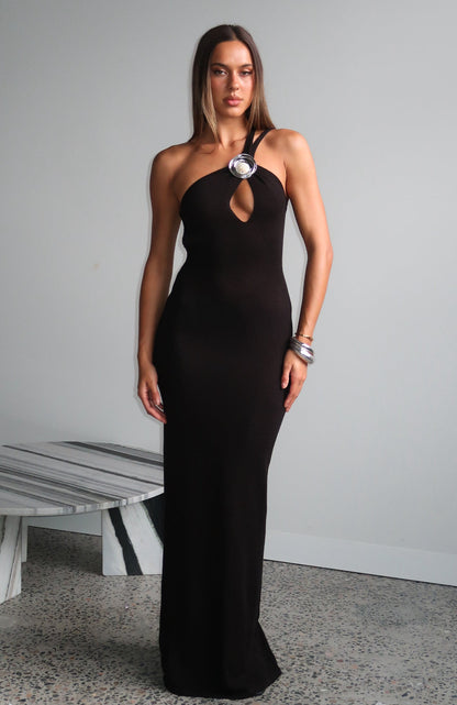 Forever On Vacation Knit Maxi Dress Black