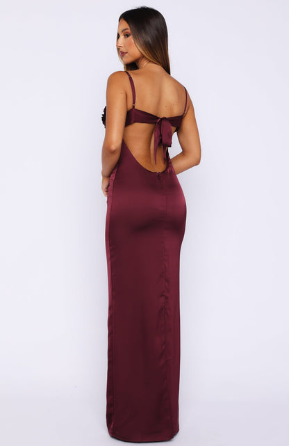 Sweet Petal Maxi Dress Burgundy