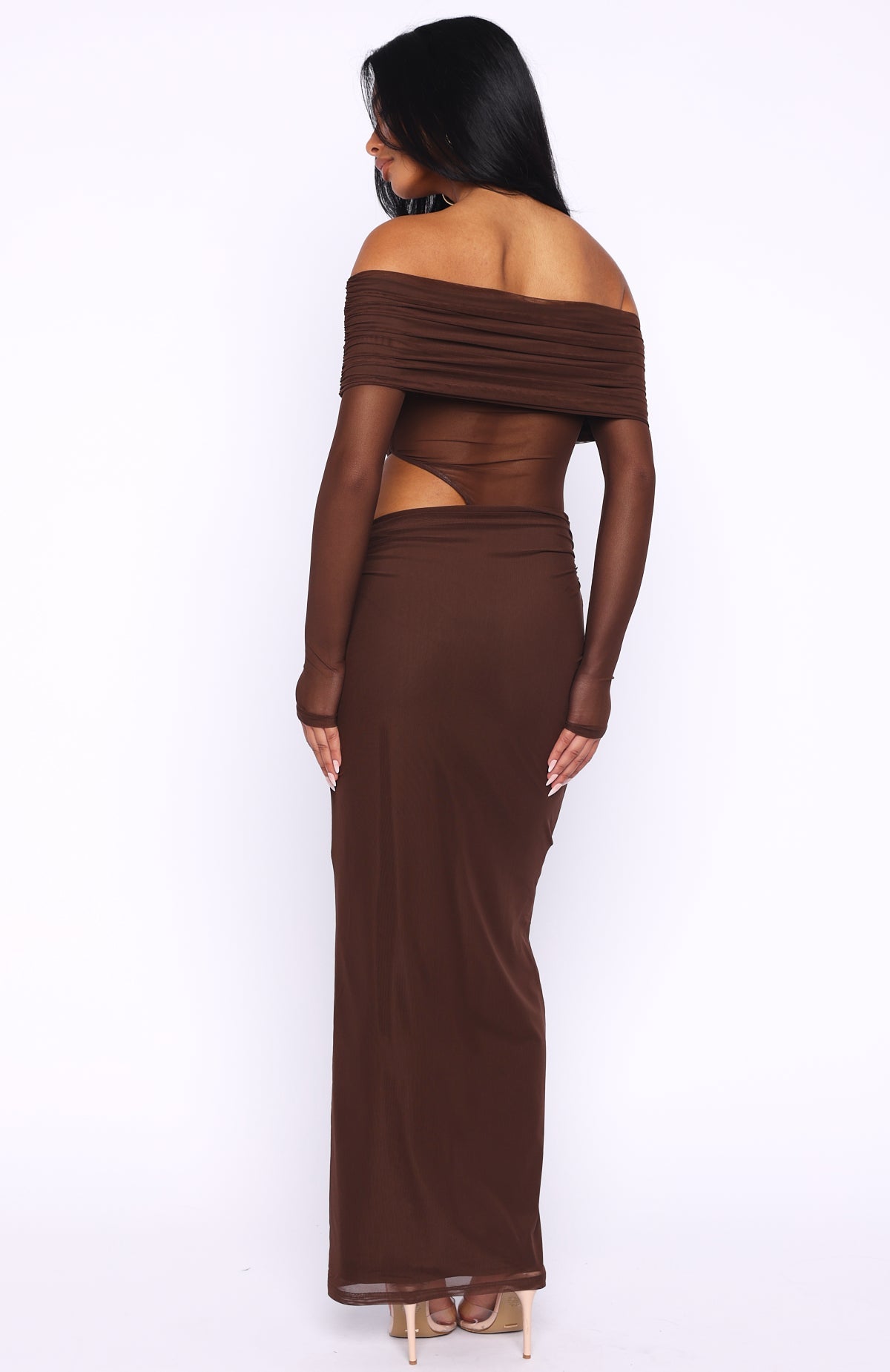 Take Another Look Long Sleeve Maxi Dress Chocolate
