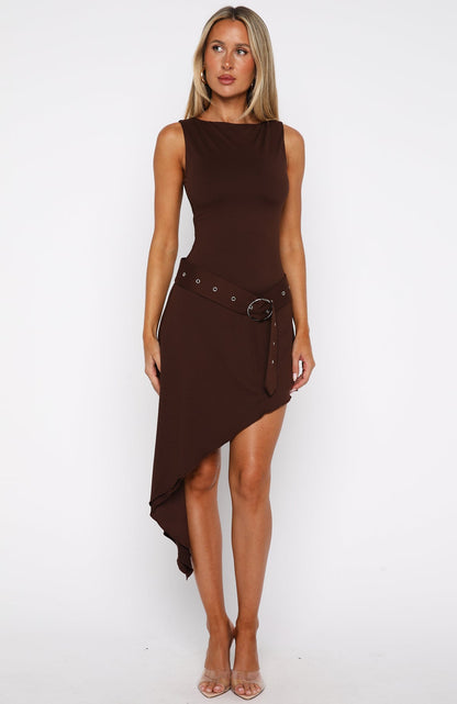 Worth My Time Midi Dress Chocolate